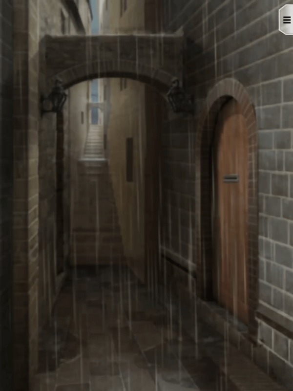 路地裏、オールトレイズ前・雨