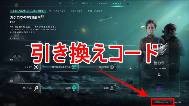 引き換えコード入力方法3