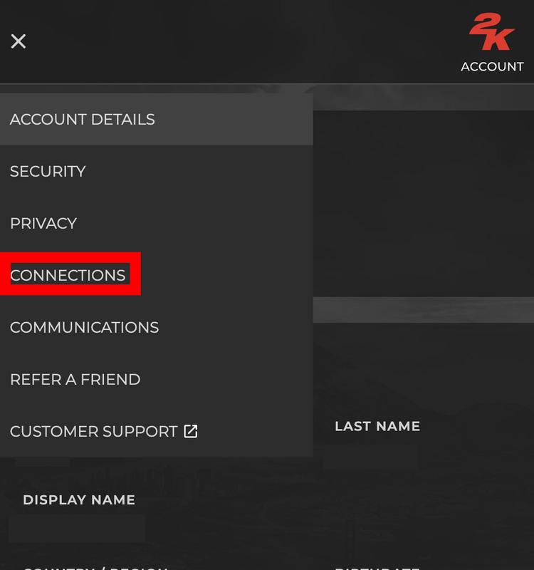 CONNECTIONSを選択