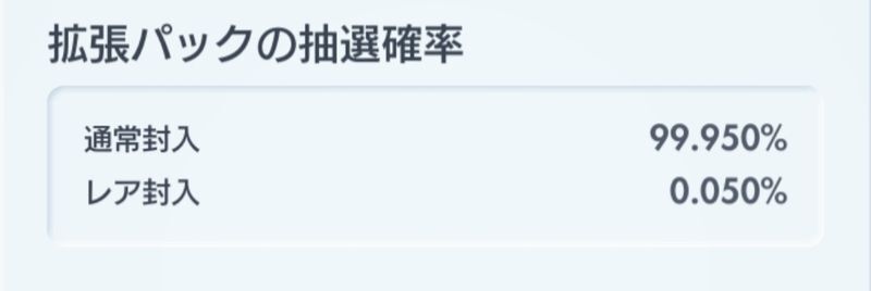 レア封入パック・ゴッドパックの排出確率