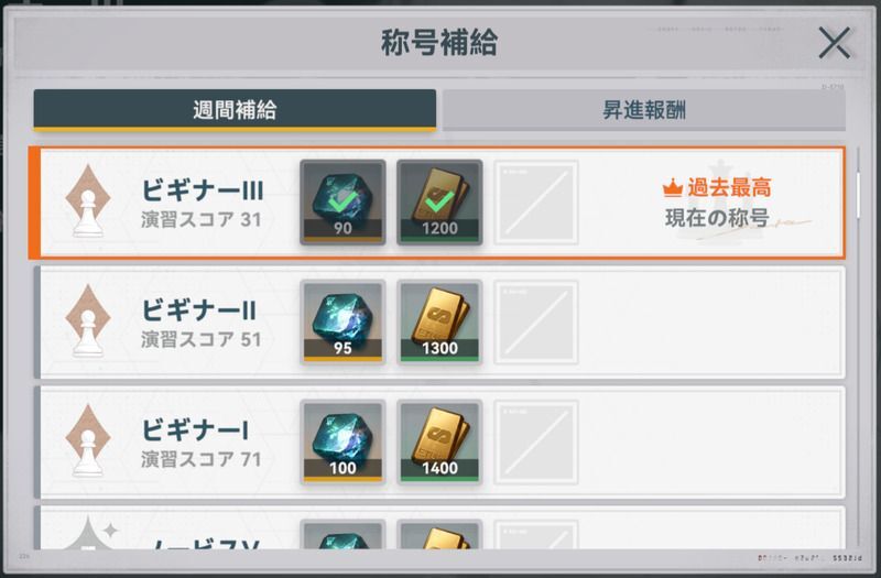 週間補給