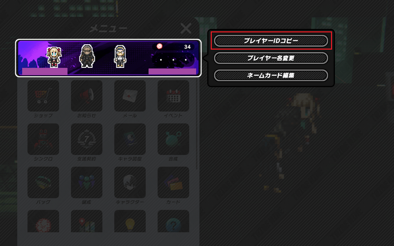 プレイヤーカード画面