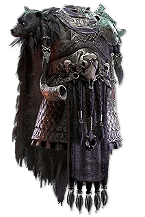 黒い組紐 毛皮のプレート