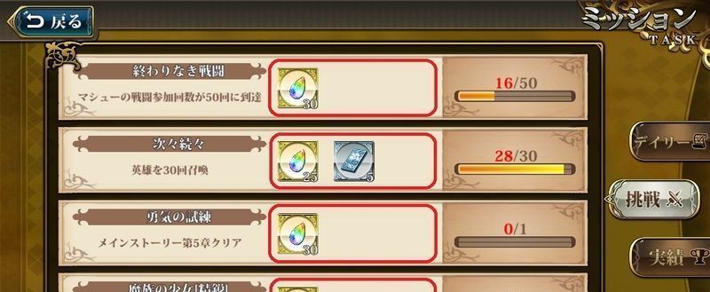 任務の達成報酬