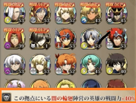 旅団の戦力アップ画面