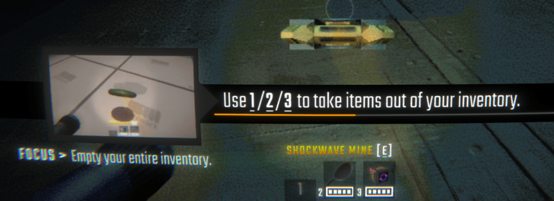 Use 1/2/3 to take items out of your inventory.
