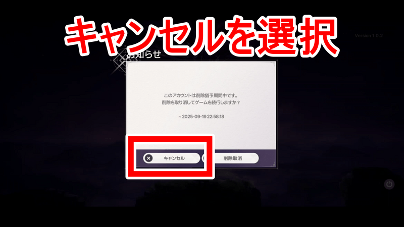 アカウント削除9