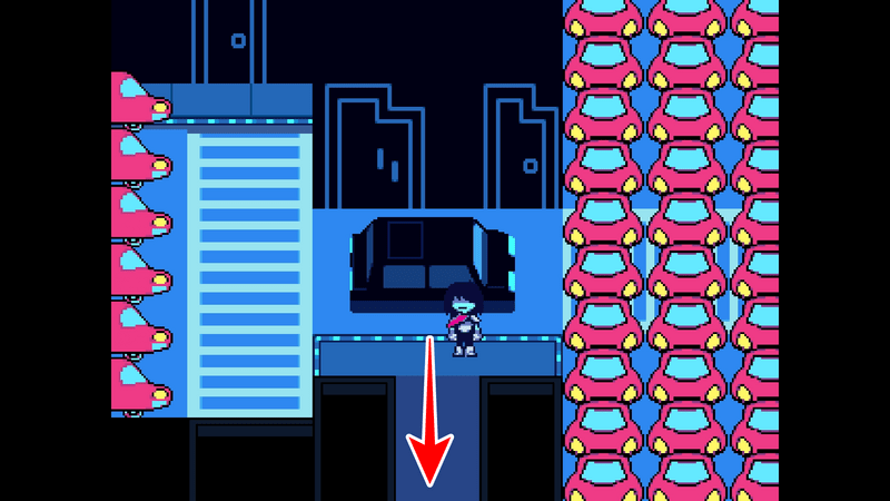 下の通路に進む