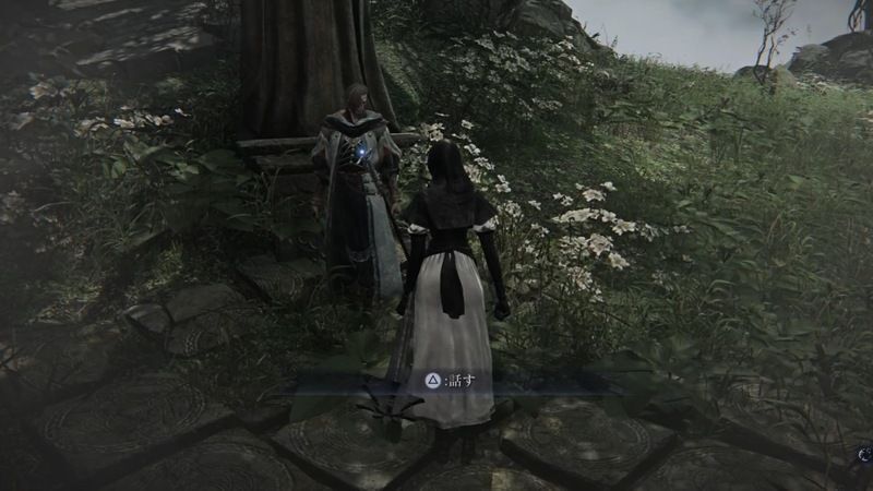 外に出て学者と会話する