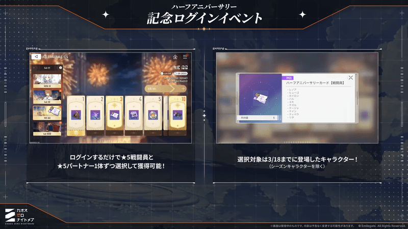 ハーフアニバ記念ログインイベント