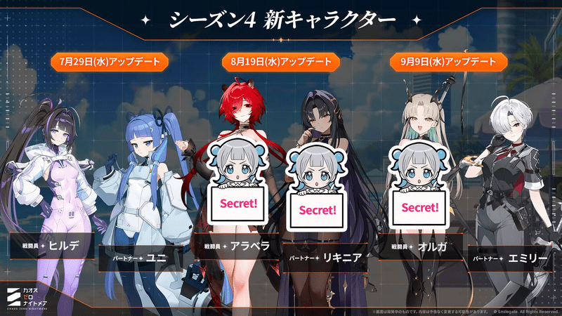 シーズン4新キャラなど