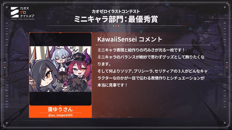 カオゼロミニキャラ部門:最優秀賞