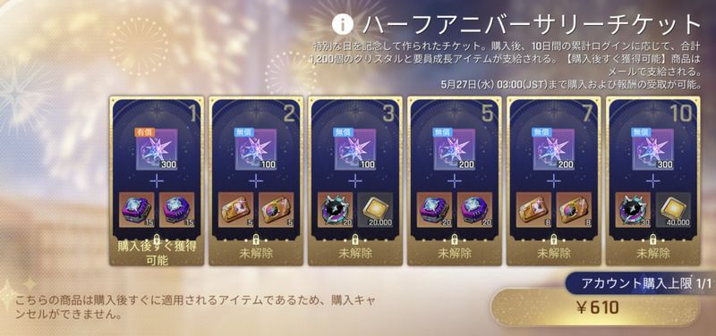 ハーフアニバーサリーチケット