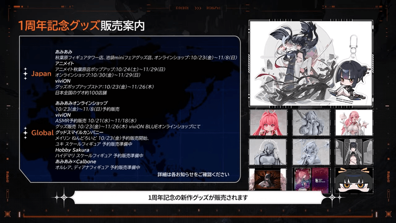 1周年記念グッズ販売案内