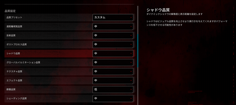 ビデオ設定