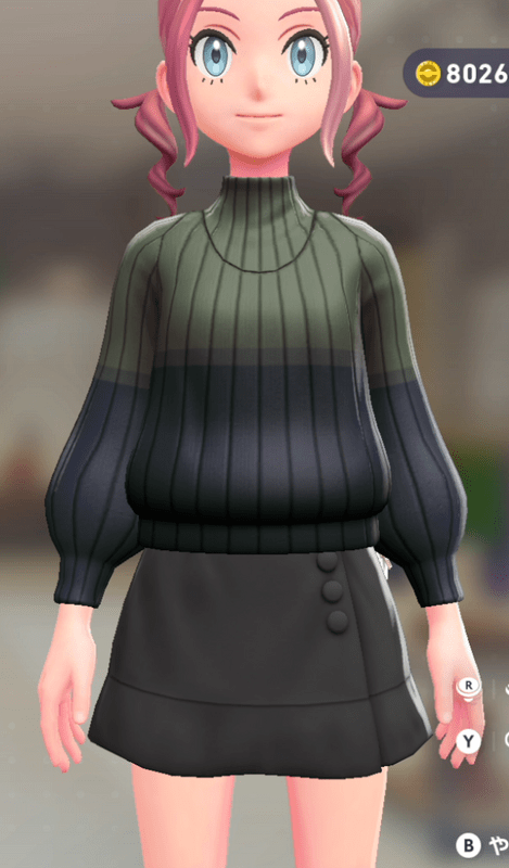 ハイネックツートンセーター