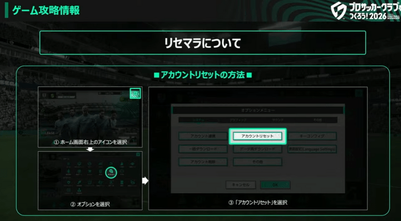 アカウントリセットがある