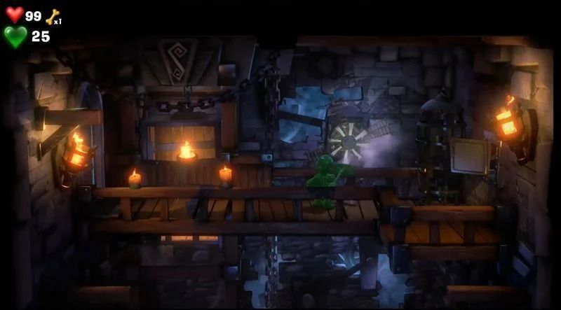 昇降機に乗ってプロペラを回す