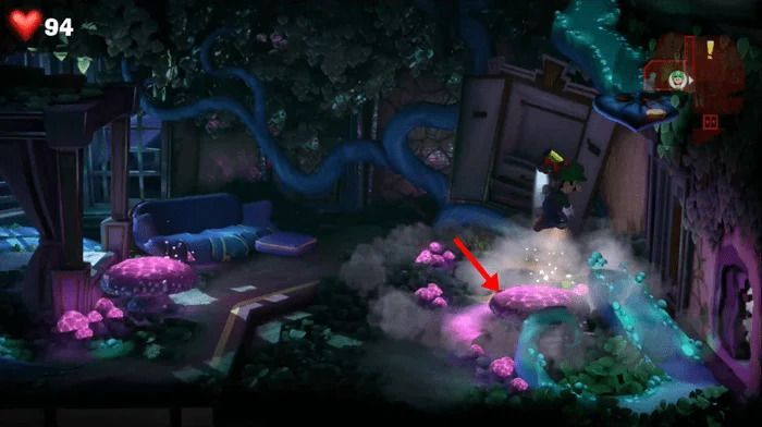 キノコの上に乗る