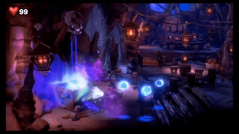 宝箱にダークライトを当てる