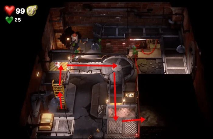 足場を操作して奥に進む