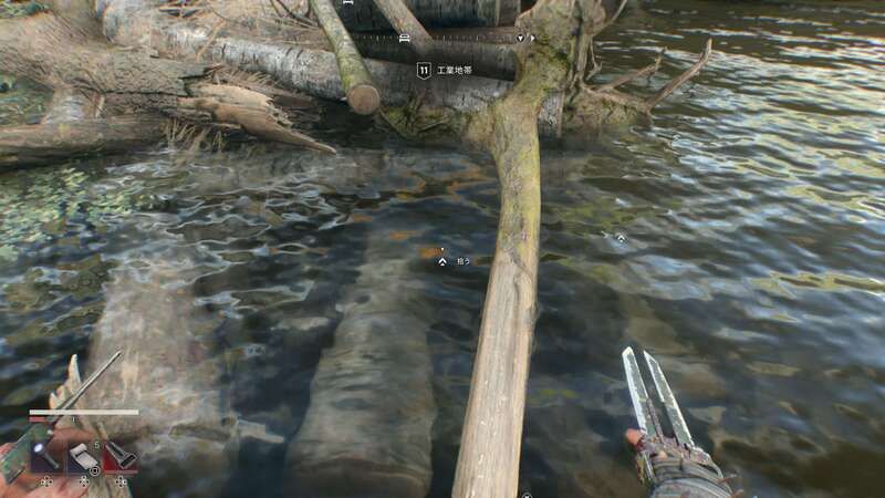 川に流木を6本設置する