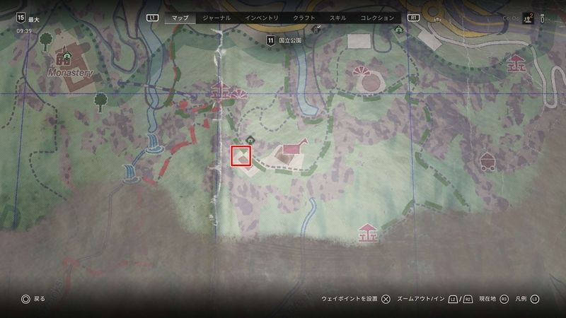 地図の示す入手場所マップ