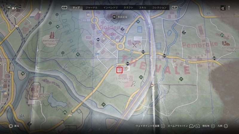 地図の示す入手場所マップ