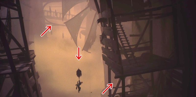 風の気流を傘で進み、最後は落下してから浮き直す