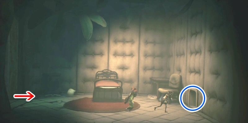 部屋内からダクトを進む