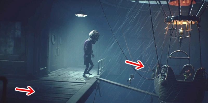 追いつかれる前に気球へ飛び移る