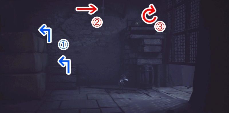 ロゥを持ち上げたら、隣の木箱の上に登る