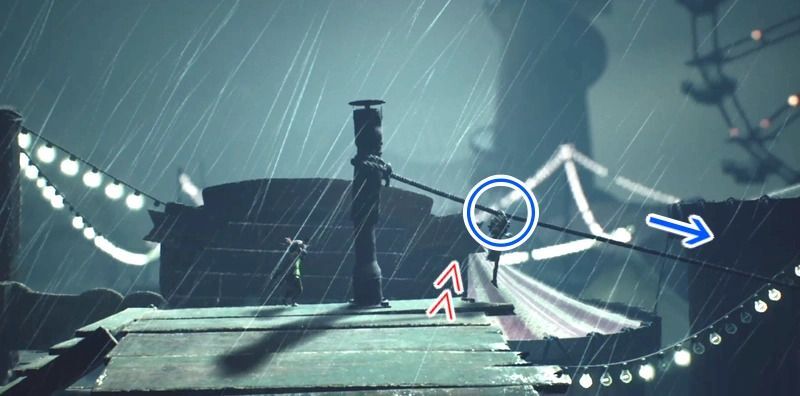 ロープウェイで対岸のテント内に渡る