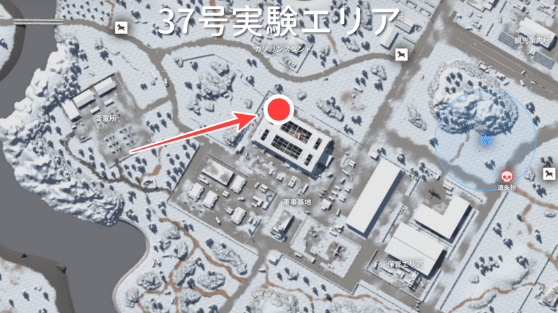 軍事基地西側のメインコンピューターの場所