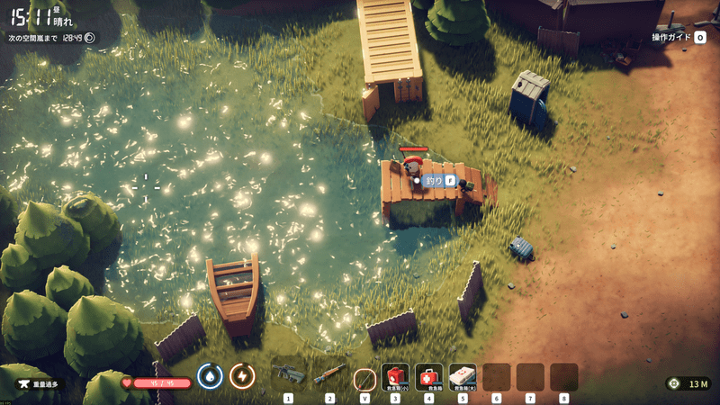 北西キャンプ西側エリアゼロの釣り場