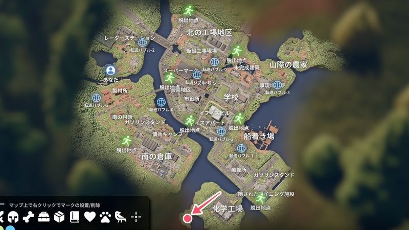 設計図：暗視装置の場所