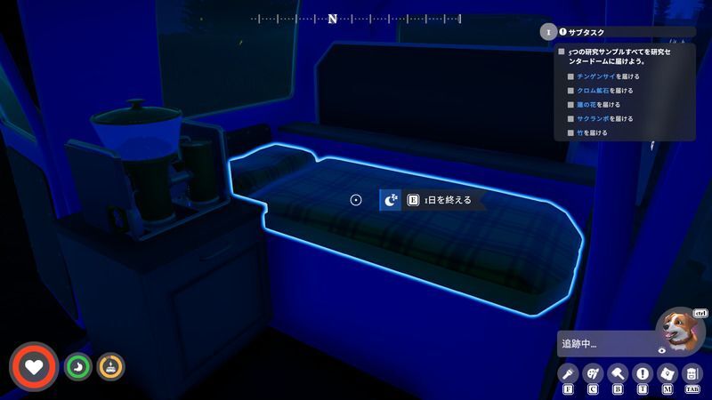ベッドで眠る