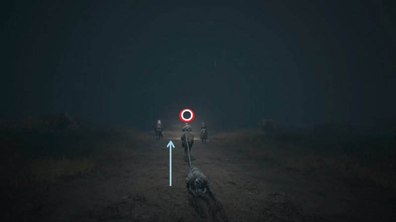 画面の奥に向かって歩く