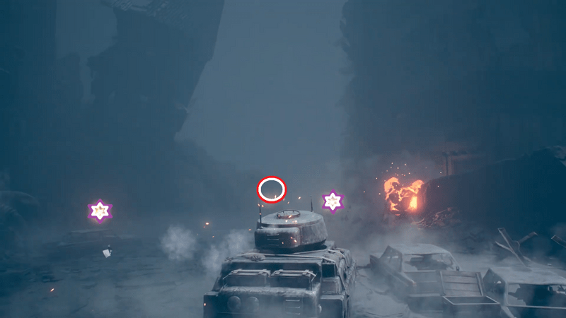 前方に倒れてきた瓦礫の壁を壊して進む