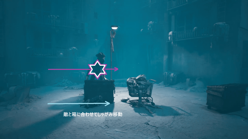 敵が箱を動かすので合わせて移動