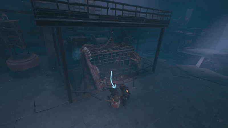 昇降機に乗り込んで海上へ