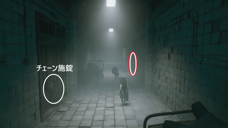 チェーン施錠された扉がある