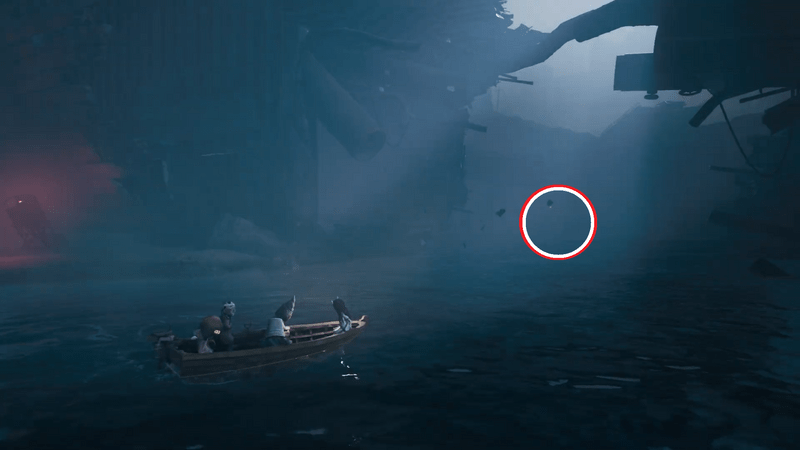 ボートで水上に戻る