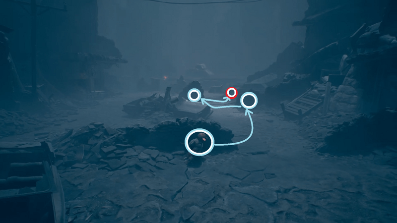 瓦礫を盾にしながら右前方の車まで移動