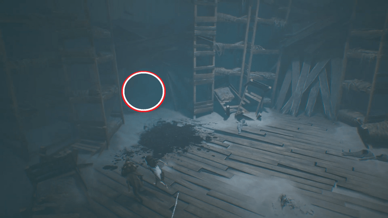 敵ボスが逃げていった穴に入る