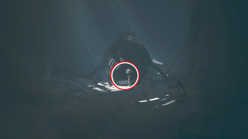 弱っている敵ボスの口に入り込む