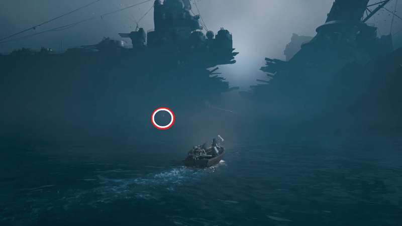 大型艦の残骸が見える