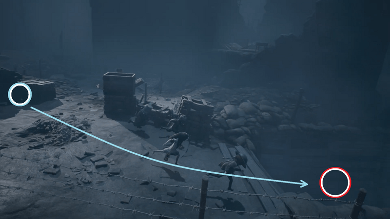 箱から右手の塹壕へ移動する