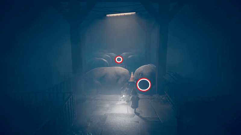 豚を押しのけて道を作る