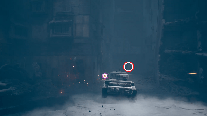 戦車を進めて前方の壁を壊す